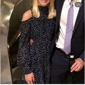 Elegant Navy Polka Dot Dress